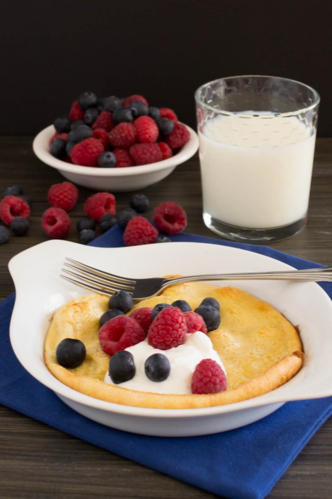 Puff Pancake...Bake whole wheat pancakes for an easy breakfast. I top these with greek yogurt and berries and they are delicious! | Pick Fresh Foods